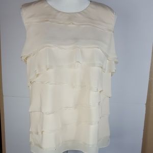 MICHAEL KORS Cream Color Ruffle Shirt Size L